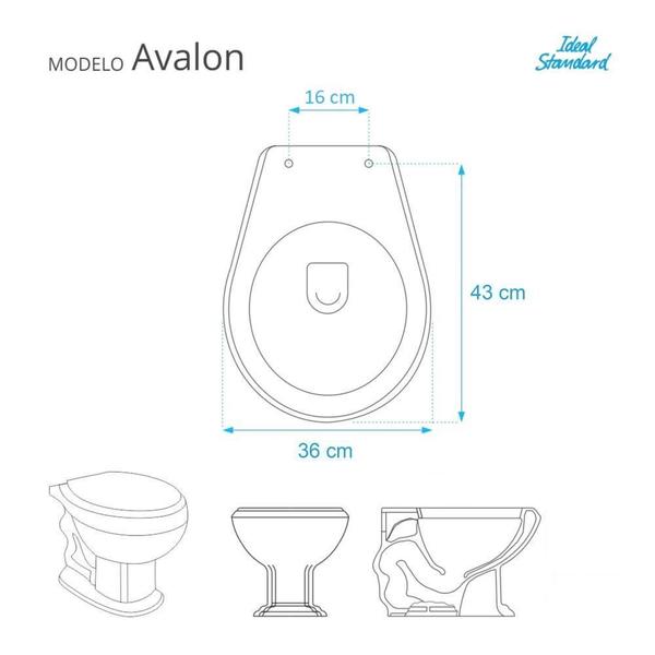 Imagem de Assento Sanitário Poliéster Avalon Bone (Bege Claro) para vaso Ideal Standard