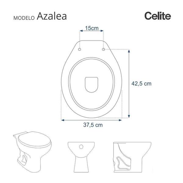 Imagem de Assento Sanitario Poliester Azalea Pergamon (Bege Claro) para Vaso Celite