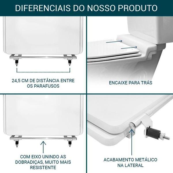 Imagem de Assento Sanitario Poliester Calypso Branco Para Vaso Incepa Com Ferragem Dourada