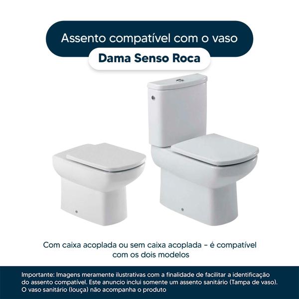 Imagem de Assento Sanitario Poliester com Amortecedor Dama Senso Branco para vaso Roca