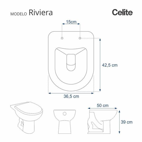 Imagem de Assento Sanitario Poliester Com Amortecedor Riviera Cinza Prata Para Vaso Celite