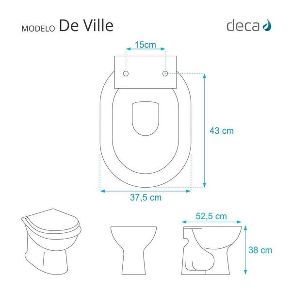 Imagem de Assento Sanitário Poliester De Ville Creme Ferragem Dourada Para Vaso Deca