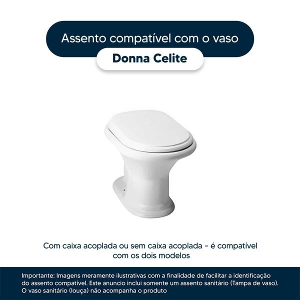 Assento Sanitário Poliéster Donna Branco para vaso Celite - Pontto Lavabo Imagem de Assento Sanitário Poliéster Donna Branco para vaso Celite