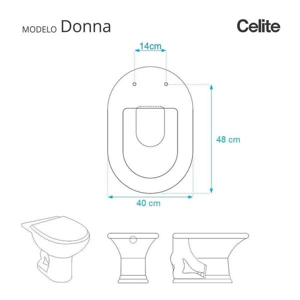 Assento Sanitário Poliéster Donna Branco para vaso Celite - Pontto Lavabo Imagem de Assento Sanitário Poliéster Donna Branco para vaso Celite