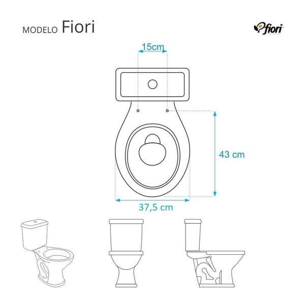 Imagem de Assento Sanitário Poliéster Fechamento Lento Fiori Cinza Claro para vaso Fiori