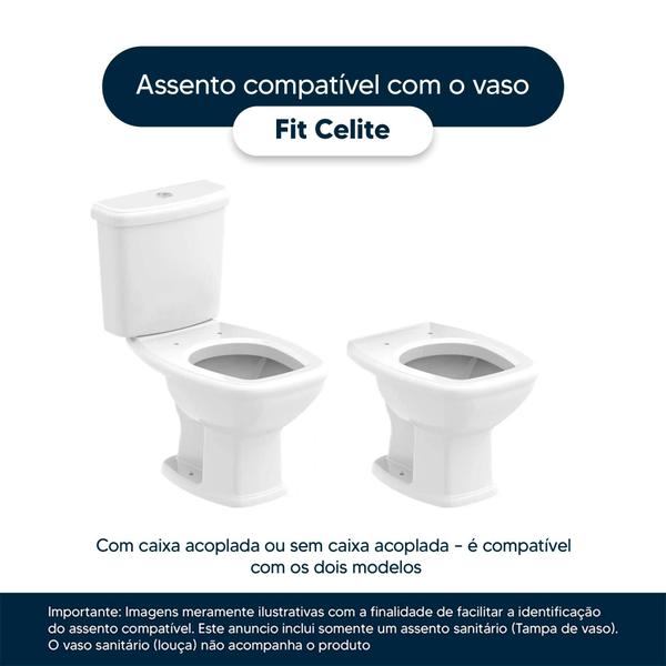 Assento Sanitario Poliester Fit Branco para Vaso Celite - Pontto Lavabo Imagem de Assento Sanitario Poliester Fit Branco para Vaso Celite