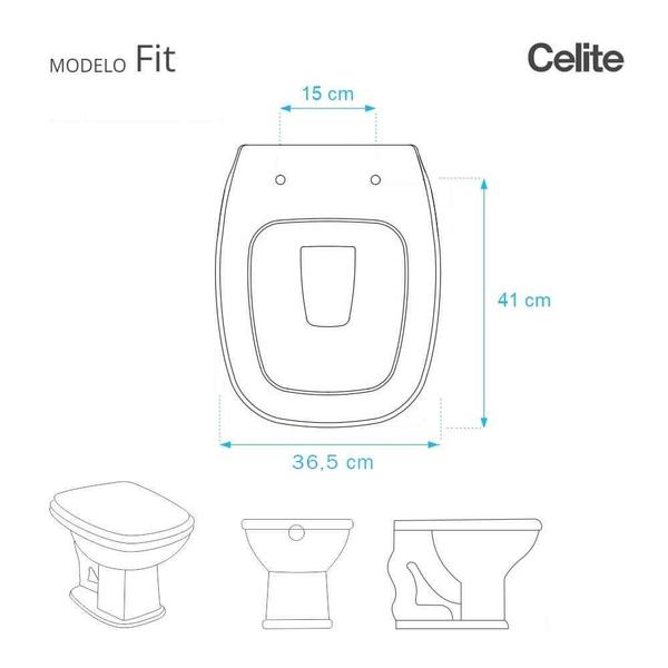 Assento Sanitario Poliester Fit Branco para Vaso Celite - Pontto Lavabo Imagem de Assento Sanitario Poliester Fit Branco para Vaso Celite