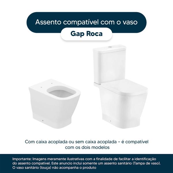 Imagem de Assento Sanitário Poliéster Gap Branco para vaso Roca 1.6gpf 6lpf