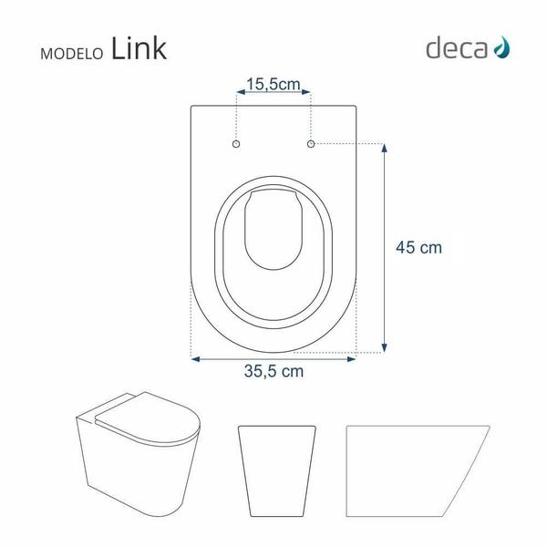 Imagem de Assento Sanitário Poliéster Link Branco para vaso Deca