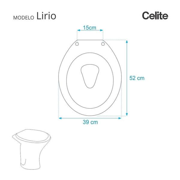 Imagem de Assento Sanitario Poliester Lirio Cinza Prata para Vaso Celite