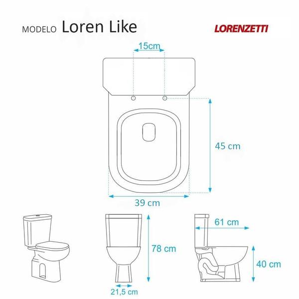 Imagem de Assento Sanitário Poliéster Loren Like Branco para vaso Lorenzetti