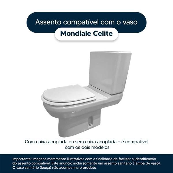 Imagem de Assento Sanitário Poliéster Mondiale Marfim (Bege) para vaso Celite