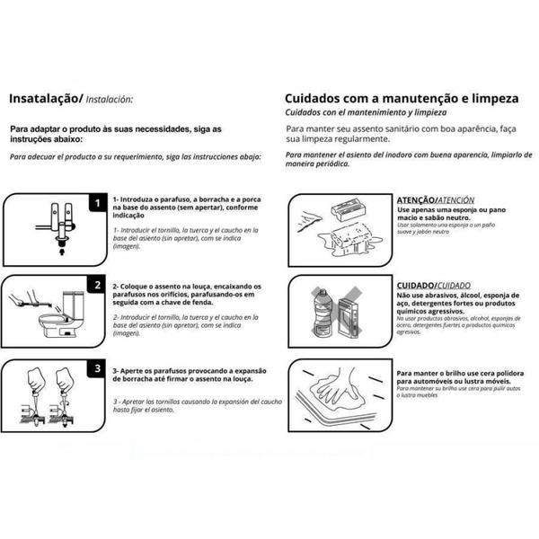 Imagem de Assento Sanitário Poliéster para Louça Azálea/standard/carina/flamingo/fiore/sabará Aço Preto