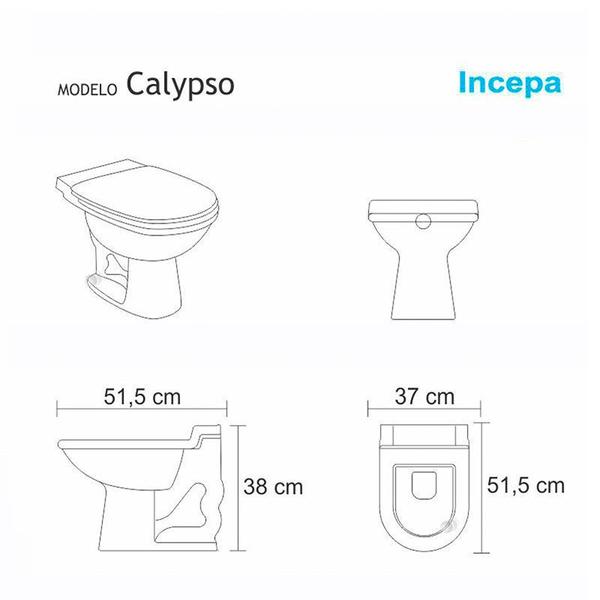 Imagem de Assento Sanitário Poliéster para Louça Calypso (Incepa) Aço Cromado (Reb. Oculto) Verde Água