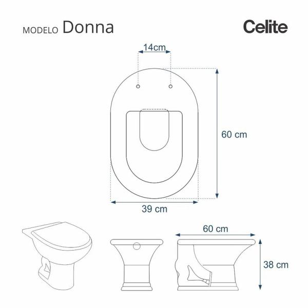 Imagem de Assento Sanitário Poliéster para Louça Donna/sig Bergamin (celite) Aço Pergamon