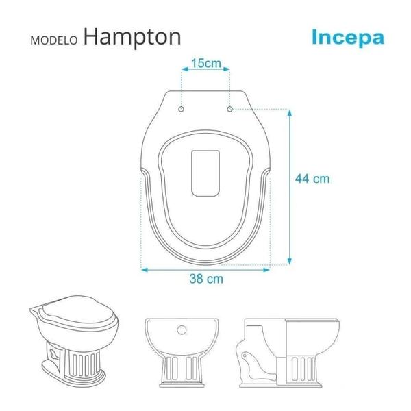 Imagem de Assento Sanitário Poliéster para Louça Hampton (incepa) Aço Biscuit