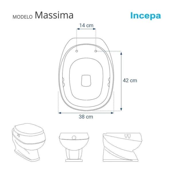 Imagem de Assento Sanitário Poliéster para Louça Mássima (incepa) Aço Biscuit