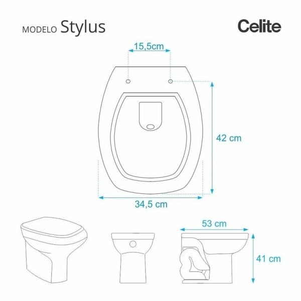 Imagem de Assento Sanitário Poliéster para Louça Stylus (celite) Aço Marfim