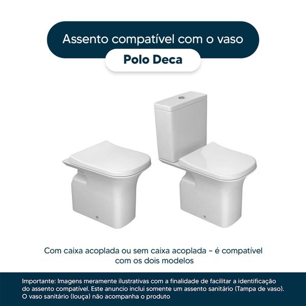 Imagem de Assento Sanitário Poliéster Polo Branco para vaso Deca 1.6gpf 6lpf