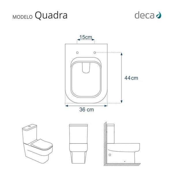 Imagem de Assento Sanitário Poliester Quadra Marrom Fosco Ferragem Dourada para Vaso Deca