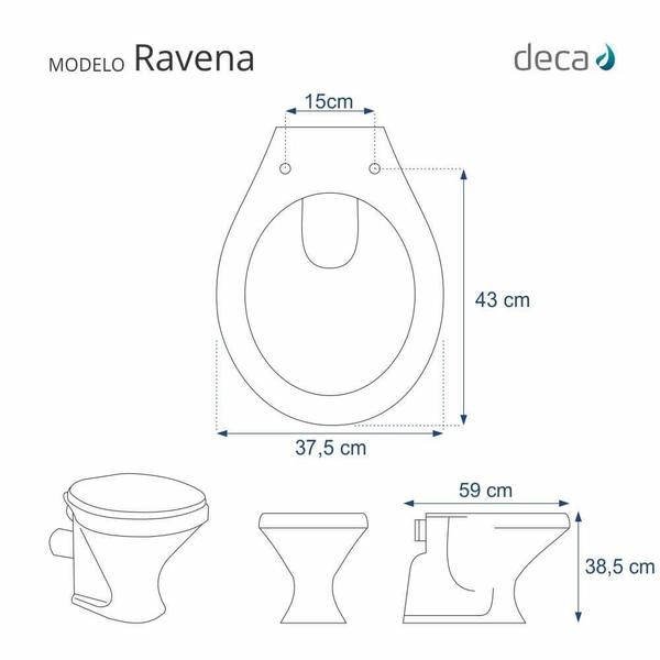 Imagem de Assento Sanitário Poliéster Ravena Creme Ferragem Dourada