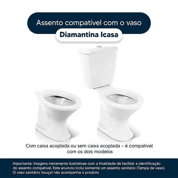 Imagem de Assento Sanitário Poliester Soft Close Diamantina Palha (Bege Claro) para vaso Icasa