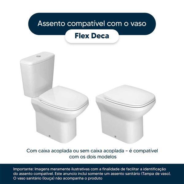 Imagem de Assento Sanitário Poliester Soft Close Flex Branco para vaso Deca