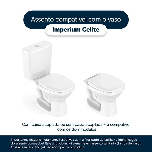 Imagem de Assento Sanitário Poliester Soft Close Imperium Cinza Prata para vaso Celite