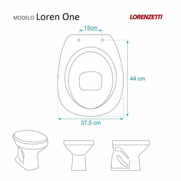 Imagem de Assento Sanitário Poliester Soft Close Loren One para Vaso Lorenzetti