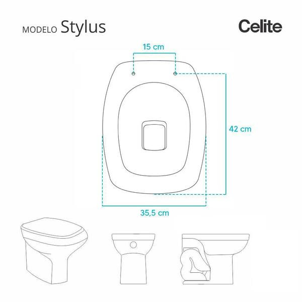 Imagem de Assento Sanitário Poliester Stylus Bege Claro Pergamon com Ferragem Dourada