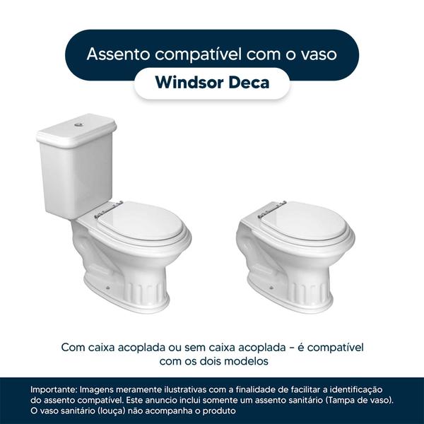 Imagem de Assento Sanitario Poliester Windsor Branco para vaso Deca