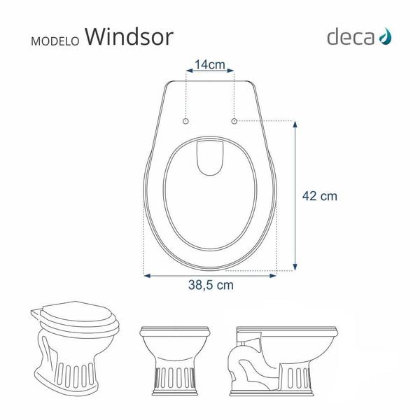 Imagem de Assento Sanitário Poliéster Windsor Creme para vaso Deca Com Ferragem Dourada