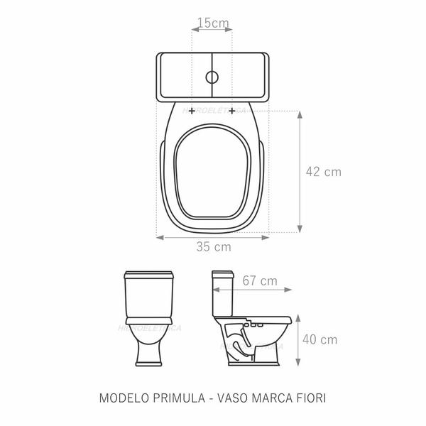 Imagem de Assento Sanitário Primula Cinza Médio Tampa para Vaso Fiori Almofadado