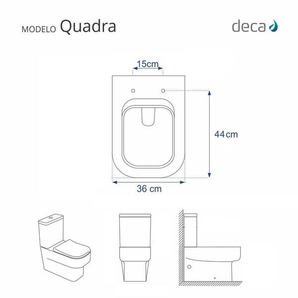 Imagem de Assento Sanitário Quadra Branco para vaso Deca Com Ferragem Dourada