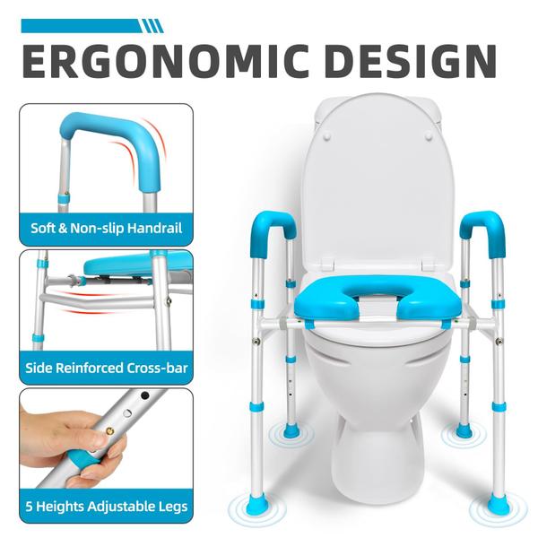 Assento sanitário Raiser Gillion Raised com alças de capacidade de 400 libras Imagem de Assento sanitário Raiser Gillion Raised com alças de capacidade de 400 libras