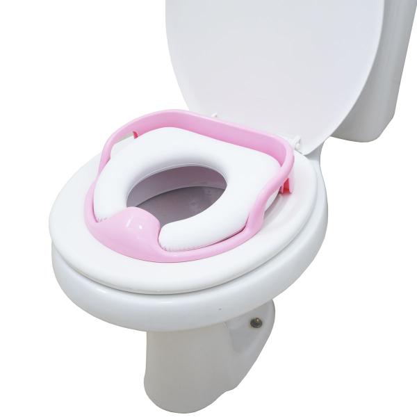 Imagem de Assento Sanitário Redutor Infantil Almofadado Acolchoado com Alça Portátil Rosa Brinqway BW-073RS