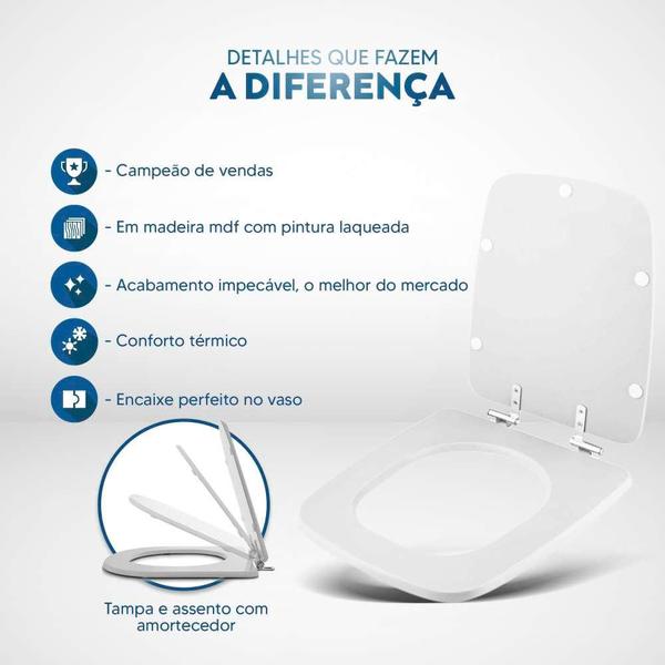 Imagem de Assento Sanitário Soft Close Clean Branco para vaso Deca