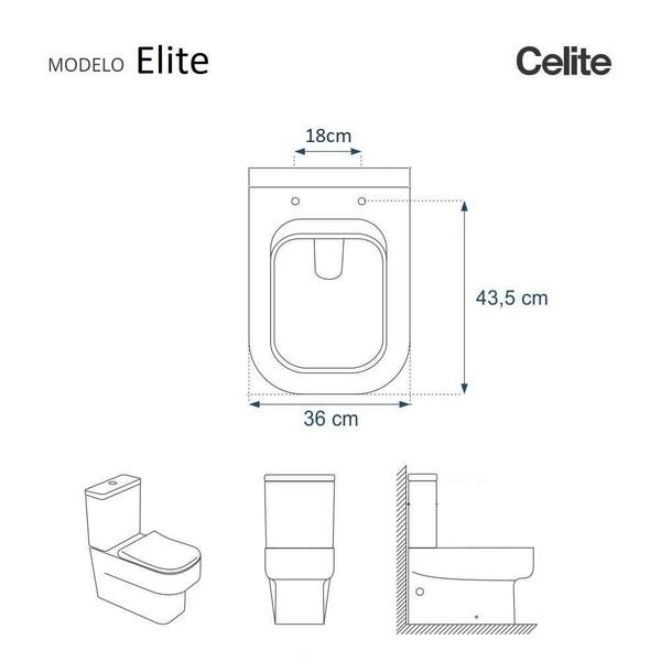 Imagem de Assento Sanitário Soft Close Elite Branco para vaso Celite com Ferragem Dourada