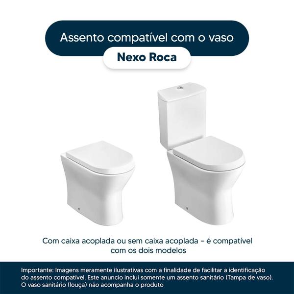 Imagem de Assento Sanitário Soft Close Nexo Branco para vaso Roca com Ferragem Dourada