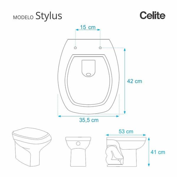 Imagem de Assento Sanitario Stylus Agua Marinha (Verde Agua) para Vaso Celite