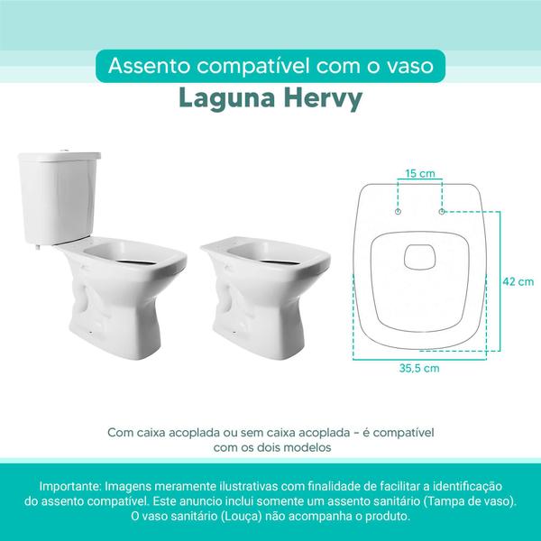 Imagem de Assento Sanitário Tampa de Vaso Branco MDF Laqueado Laguna para bacia Hervy