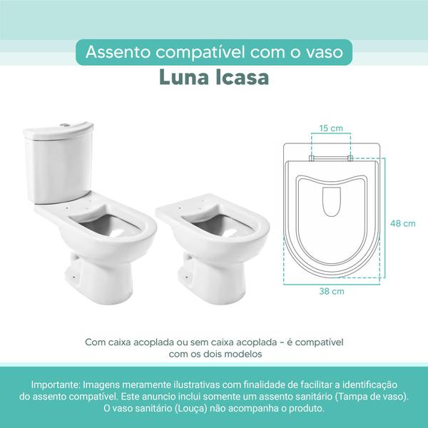 Imagem de Assento Sanitário Tampa de Vaso Branco MDF Laqueado Luna para bacia Icasa