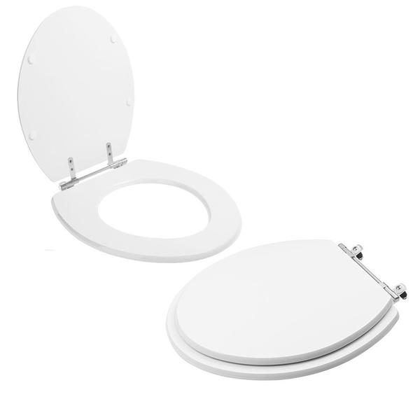 Imagem de Assento Sanitário Tampa de Vaso Branco MDF Laqueado Oval Convencional para bacia Deca