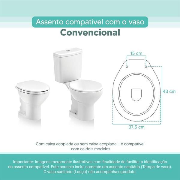 Imagem de Assento Sanitário Tampa de Vaso Branco MDF Laqueado Oval Convencional para bacia Icasa