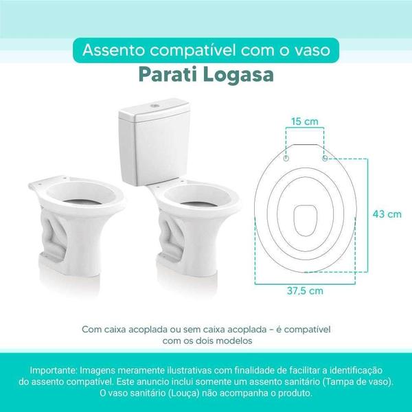 Imagem de Assento Sanitário Tampa de Vaso Branco MDF Laqueado Parati para bacia Logasa