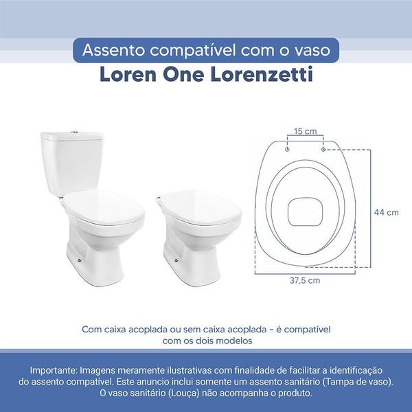 Imagem de Assento Sanitário Tampa de Vaso Branco Resina Poliester Loren one para bacia Lorenzetti