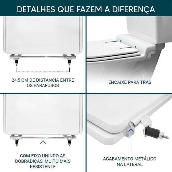 Imagem de Assento Sanitário Tampa de Vaso Madeira MDF Laqueado Calypso para bacia Incepa 6lpf