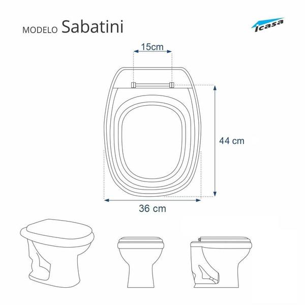 Imagem de Assento Sanitário Tampa de Vaso Madeira MDF Laqueado Sabatini para bacia Icasa 6lpf