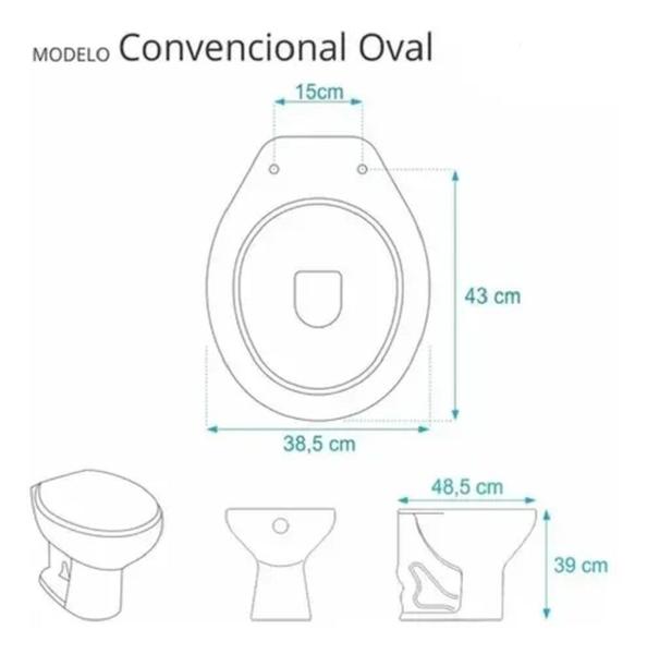 Imagem de Assento sanitario tampa para vaso convencional oval 