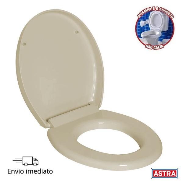 Imagem de Assento sanitario tampa privada astra oval bege soft close